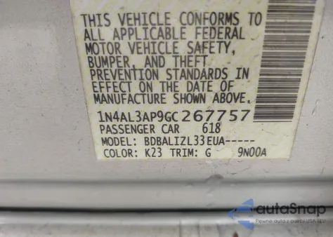 2016 Nissan Altima 2.5 Sv из США, поврежденный, VIN 1N4AL3AP9GC267757